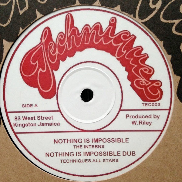 Image of Front Cover of 4114056C: 12" - THE INTERNS / SOUL SYNDICATE BAND / WINSTON AND ANSEL, Nothing Is Impossible / Coconut Oil / Zion I (Techniques; TEC003, UK 2017 Reissue, Company Sleeve, 180 Gram Vinyl)   VG+/VG+