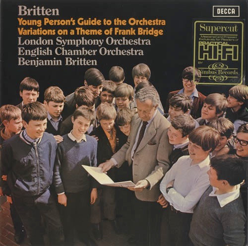 Image of Front Cover of LP - VG/VG+ - BENJAMIN BRITTEN, LONDON SYMPHONY ORCHESTRA / ENGLISH CHAMBER ORCHESTRA, Britten: Young Person's Guide To The Orchestra / Variations On A Theme Of Frank Bridge (Decca / Nimbus; SXL 6450, UK , Nimbus Supercut), Edge Wear,  - 0626088E