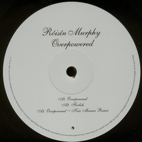 Image of Label Cover of 2824013E: 12" - ROISIN MURPHY, Overpowered (EMI; 12EMI 725, UK 2007, Stickered Picture Sleeve, Inner) Strong VG sleeve, but a couple of rips to edges.  VG/VG+