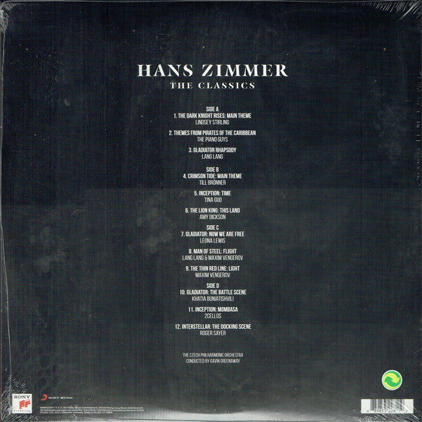 Image of Back Cover of 2xLP - VG/VG - HANS ZIMMER, The Classics (Sony Classical; 88985322811, UK 2017, Gatefold, 180 Gram Vinyl), Strong VG Throughout, A few light paper scuffs to side B, Otherwise strong VG+, Couple of light dinks to sleeve. ,  - 2416393C