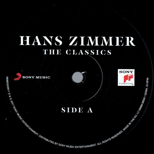 Image of Label Cover of 2xLP - VG/VG - HANS ZIMMER, The Classics (Sony Classical; 88985322811, UK 2017, Gatefold, 180 Gram Vinyl), Strong VG Throughout, A few light paper scuffs to side B, Otherwise strong VG+, Couple of light dinks to sleeve. ,  - 2416393C