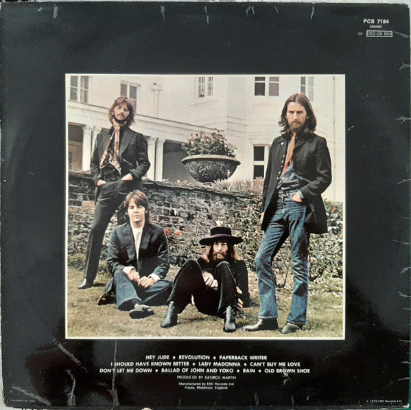 Image of Back Cover of LP - VG/VG+ - THE BEATLES, Hey Jude (Parlophone Silver/Black - 2 EMI Boxes, "Made In Gt. Britain" On Rim; PCS7184, UK 1979 Reissue, Laminated Sleeve), ,  - 3626028E