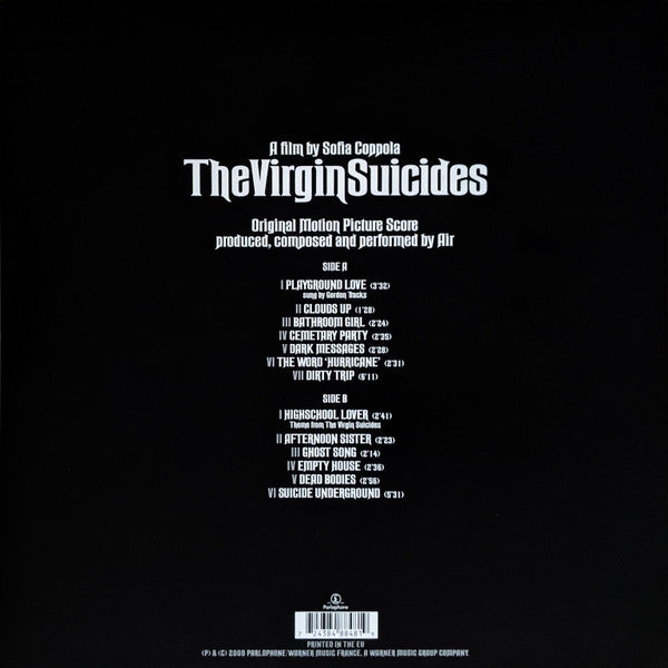 Image of Back Cover of LP - EX/EX - AIR, The Virgin Suicides - 15th Anniversary (Rhino; 0724384884819, Europe 2015 Reissue, Inner, 180 Gram Vinyl), Opened Instore, Still In Stickered Shrinkwrap,  - 3146087S