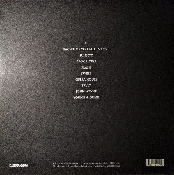 Image of Back Cover of LP - EX/EX - CIGARETTES AFTER SEX, Cigarettes After Sex (Partisan Records; PTKF2146-1, US 2017, Textured Sleeve, Inner), ,  - 2426132E