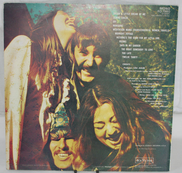 Image of Back Cover of LP - VG/G+ - THE MAMAS AND THE PAPAS, Papas & Mamas (RCA Victor Black; RD7960, UK 1968, Mono), Strong G+, hairlines with only a few heavier marks not affecting play. Some ringwear and laminate creasing, one corner nicked. ,  - 3526326E