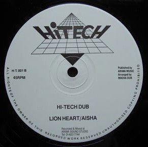 Image of Front Cover of 12" - VG+/VG+ - GLEN BROWN / LION HEART / AISHA, You're Breaking My Heart / Hi-Tech Dub (HiTECH; , UK 1986, Company Sleeve), ,  - 0746262S