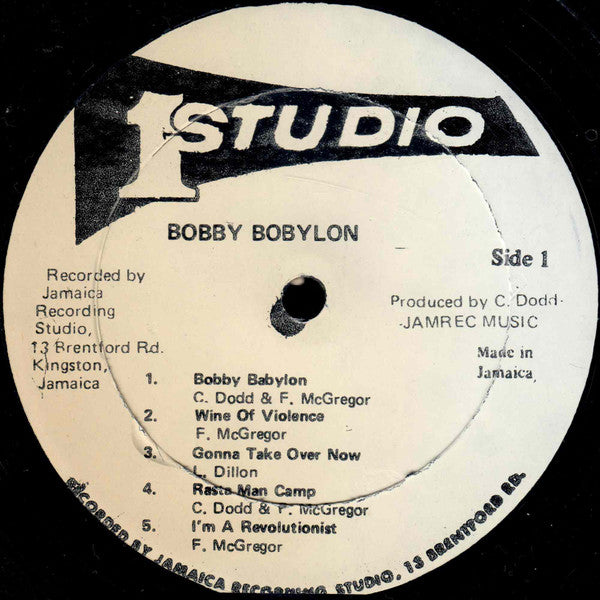 Image of Label Cover of 4015074C: LP - FREDDIE MCGREGOR, Bobby Babylon (Studio One; , Jamaica 1980s Reissue) Lots of light marks, pressing imperfections; one side slightly off-centre, like all copies. General storage wear on sleeve.  VG/G+
