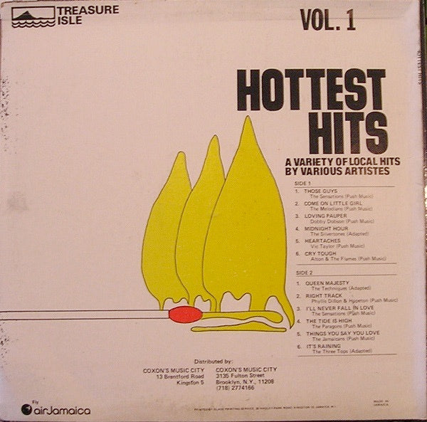 Image of Back Cover of LP - VG/VG+ - VARIOUS ARTISTS, Hottest Hits Volume 1 (Treasure Isle; , Jamaica 1980s Reissue), Light marks only. Bent corner on sleeve.,  - 2016134C