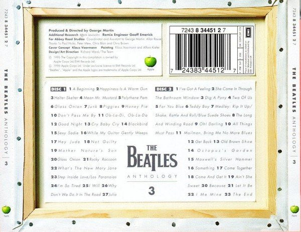 Image of Back Cover of 2xCD - EX/EX - THE BEATLES, Anthology 3 (Apple Records; 7243 8 34451 2 7, Europe 1996, Booklet), ,   - 3956103S