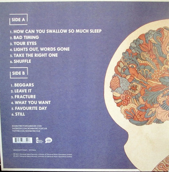 Image of Back Cover of LP - VG+/VG+ - BOMBAY BICYCLE CLUB, A Different Kind Of Fix (Island Records; 2777324, Europe 2011, Inner & Insert), Strong VG+,  - 3526353E
