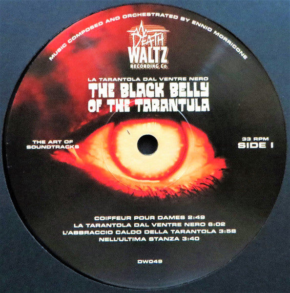 Image of Label Cover of 2xLP - EX/VG - ENNIO MORRICONE, The Black Belly Of The Tarantula (Original Motion Picture Soundtrack) (Death Waltz Recording Company; DW049, UK 2015, With Obi), Press Flaw Which Clicks On Side 3 - Otherwise EX, Still In Opened Shrinkwrap,  - 1826495E
