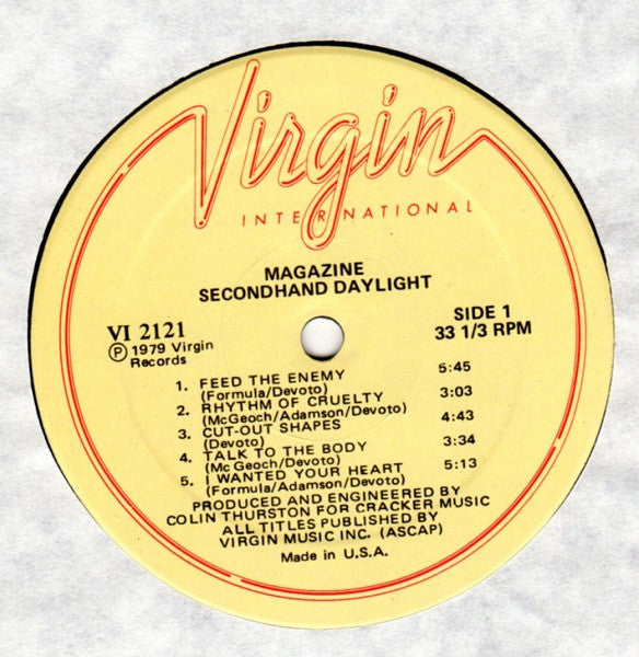 Image of Label Cover of LP - VG/VG+ - MAGAZINE, Secondhand Daylight (Virgin; VI 2121, US 1979, Gatefold Without Virgin International Below Logo On Rear), Wear to lower front sleeve,  - 3816273C