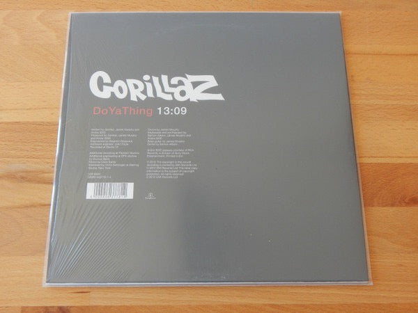 Image of Back Cover of 4414145C: 10" - GORILLAZ, DoYaThing (Parlophone; 10R 6863, UK 2012, Picture Sleeve, Single Sided, Limited Edition. R.S.D. 2012.) Still SEALED in shrinkwrap. Light ring wear on rear sleeve.  EX/M