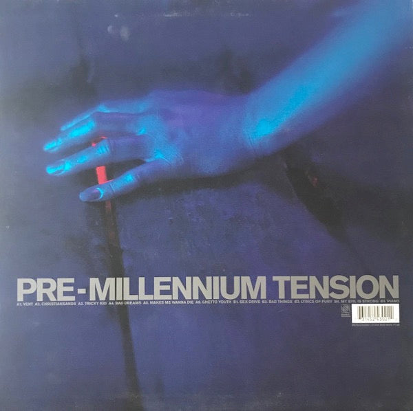 Image of Back Cover of 3814280C: LP - TRICKY, Pre-Millenium Tension (4th & B'Way; BRLP623, UK 1996, Picture Sleeve, Inner, Postcard) Beautiful copy  VG+/VG+