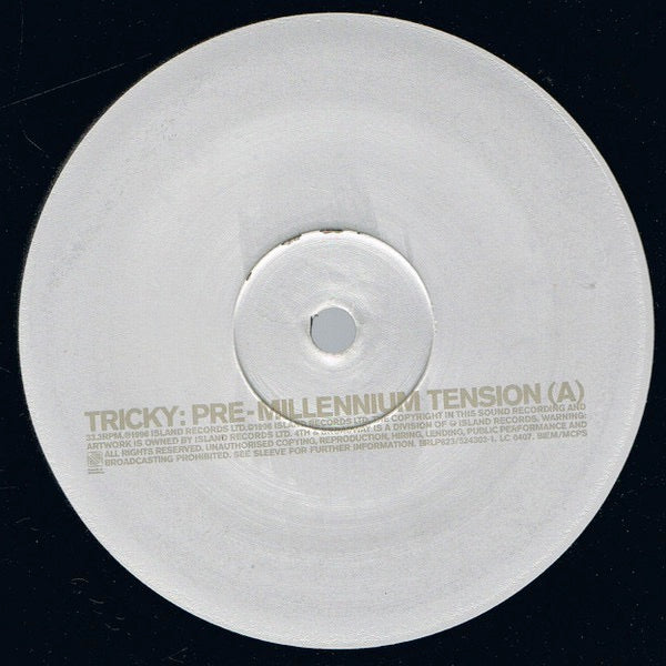 Image of Label Cover of 1344181S: LP - TRICKY, Pre-Millenium Tension (4th & B'Way; BRLP623, UK 1996, Picture Sleeve, Inner, Postcard)   VG/VG