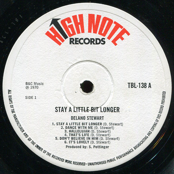 Image of Label Cover of LP - G/G+ - DELANO STEWART, Stay A Little Bit Longer (High Note Records; TBL 138, UK 1970, Laminated Front Sleeve), Lots of marks and scuffs, plays above grade, very enjoyable. WOL. Lots of wear on sleeve, opening is taped, creases, WOC.,  - 3716033C