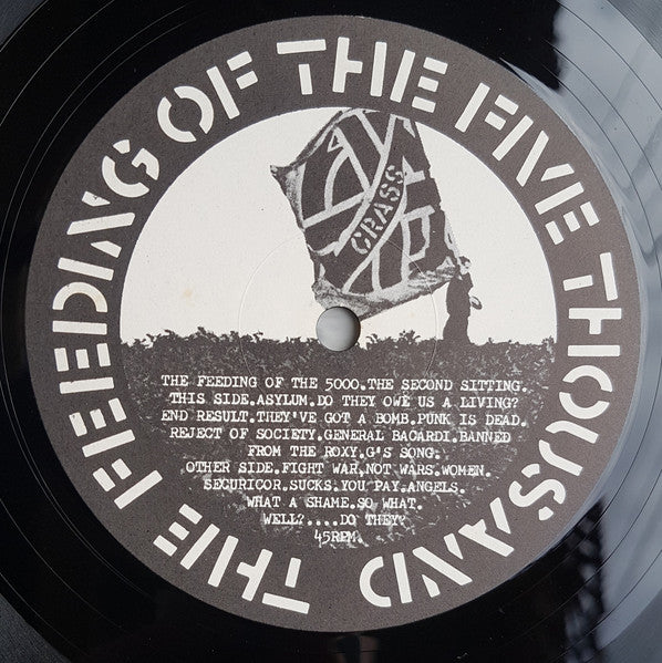 Image of Label Cover of 12" EP - VG+/VG - CRASS, The Feeding Of The 5000 (The Second Sitting) (Crass Records; 621984, UK 1980 Reissue, Poster Sleeve, Pay No More Than  2.00, c/o rough trade 202 kensington park road), Strong VG, Nice Sleeve,  - 3226256E