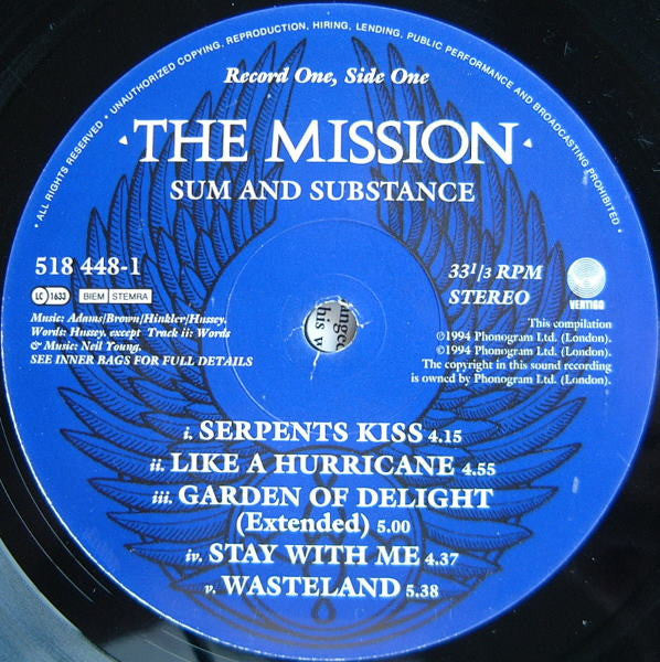 Image of Label Cover of 2xLP - VG+/VG+ - MISSION, Sum And Substance (Vertigo; 518 447-1, UK 1994, 2 Inners), ,  - 3226118E