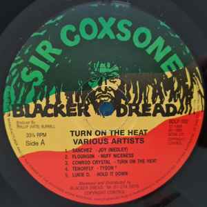 Image of Label Cover of 4525172E: LP - VARIOUS, Exterminator Presents: Turn On The Heat (Sir Coxson / Blacker Dread; BDLP 002, UK 1989) Lightest of marks. Ringwear.  VG+/VG