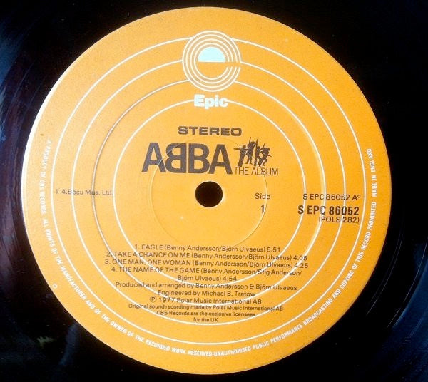 Image of Label Cover of 5144253S: LP - ABBA, The Album (Epic Orange; EPC 86052, UK 1977, Gatefold) Lovely Copy  VG+/VG+