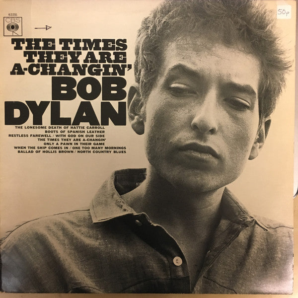 Image of Front Cover of LP - VG/VG+ - BOB DYLAN, The Times They Are A-Changin' (CBS Orange/Yellow; 62251, UK 1970s Reissue, A4/B5), Edge wear and corner creasing.,  - 3646064S