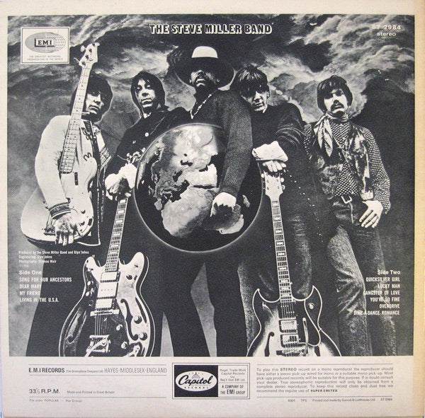Image of Back Cover of 4024078E: LP - THE STEVE MILLER BAND, Sailor (Capitol Orange; ST2984, UK 1970s Reissue, Laminated Front Sleeve, Stereo)   VG+/VG