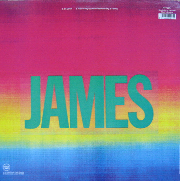 Image of Back Cover of 4924256E: 12" - JAMES, Sit Down (Rough Trade; RTT 225, UK 1989, Picture Sleeve, Original Version.)   VG+/VG+