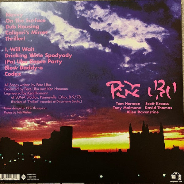 Image of Back Cover of 1714044C: LP - PERE UBU, Dub Housing (Fire Records; FIRELP362, UK 2018 Reissue, Postcard)   NEW/NEW