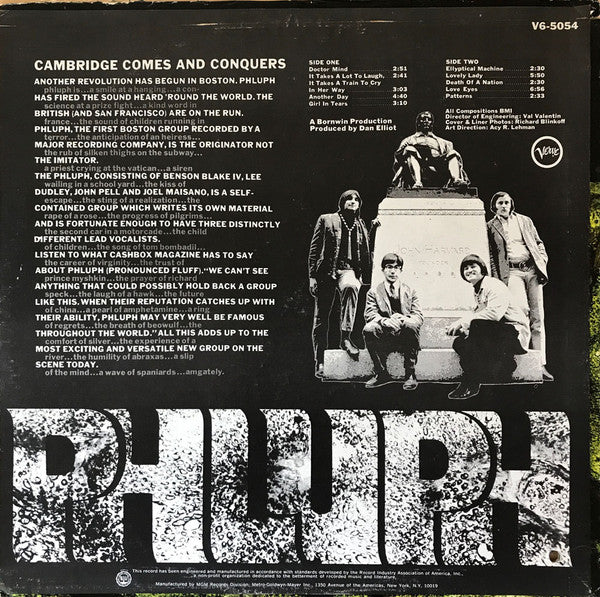 Image of Back Cover of LP - G+/VG - PHLUPH, Phluph (Verve; V6-5054, US 1968, Pasteback Sleeve), Light marks, edge wear, seam splits all sides, promo hole,  - 3946165S