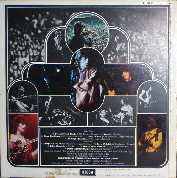 Image of Back Cover of LP - VG/VG+ - THE ROLLING STONES, Get Yer Ya-Ya's Out! (Decca Small Blue Boxed; SKL5065, UK 1970, Laminated Sleeve Front and Back, Stereo, Brackets on Sub-Matrix on Label), ,  - 2546107S