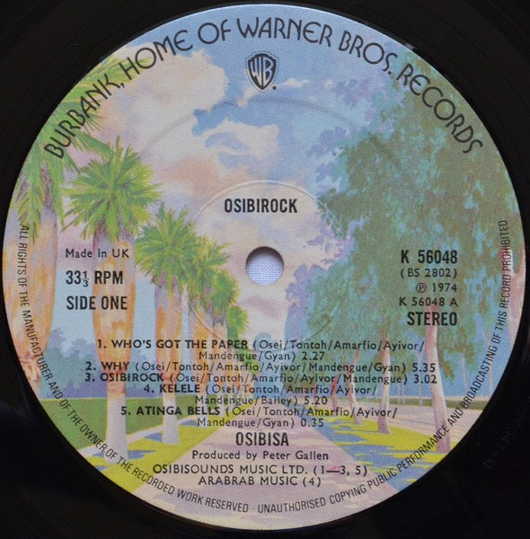 Image of Label Cover of LP - VG/VG - OSIBISA, Osibirock (Warner Bros. Records; K 56048, UK 1974), Dink to spine.,  - 4016539C