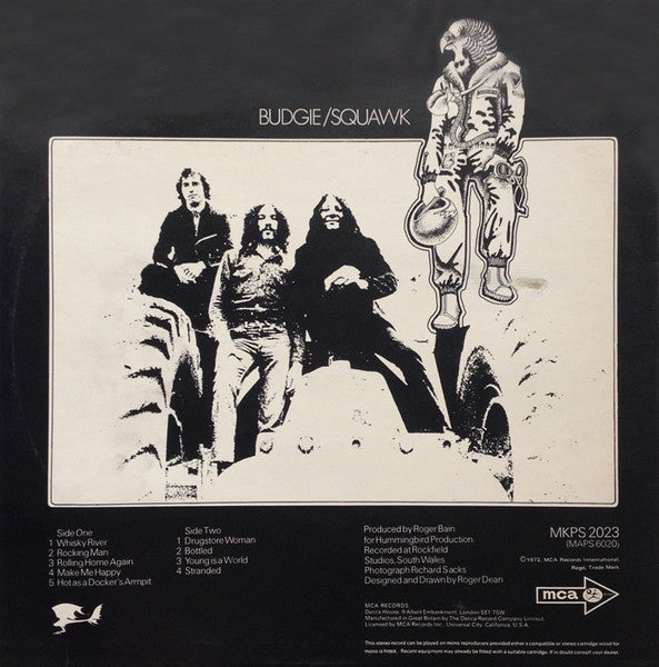 Image of Back Cover of LP - VG/VG - BUDGIE, Squawk (MCA Black & Blue Hexagon; MKPS2023, UK 1972), ,  - 3126124E