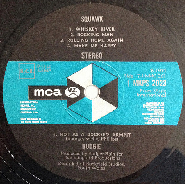 Image of Label Cover of LP - VG/VG - BUDGIE, Squawk (MCA Black & Blue Hexagon; MKPS2023, UK 1972), ,  - 3126124E