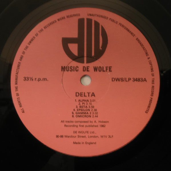 Image of Label Cover of LP - VG/VG+ - UNIT 9, Delta (Music De Wolfe; DWS/LP 3483, UK 1982), ,  - 3846281S