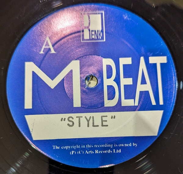 Image of Front Cover of 12" - G+/G - M-BEAT, Style (Renk; 12RENKT34, UK 1994, Stamped Promo, Stickered Company Sleeve), Lightn marks only, has a warp but plays well. WOL.,  - 2826048E