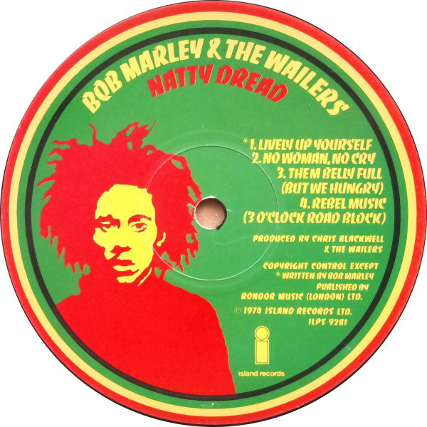 Image of Label Cover of LP - VG/G+ - BOB MARLEY AND THE WAILERS, Natty Dread (Island Records ; ILPS 9281, UK 1974, Inner With 4 Round Corners, Round corner / scalloped inner), ,  - 3516184C