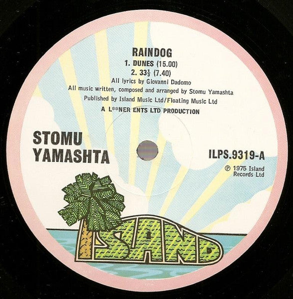 Image of Label Cover of LP - VG/VG+ - STOMU YAMASH'TA, Raindog (Island; ILPS 9319, UK 1975, Debossed Sleeve, Inner), Edge and Ring Wear,  - 2726179E