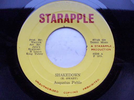 Image of Front Cover of 0215405C: 7" - AUGUSTUS PABLO / INNER CIRCLE, Shakedown / Shake Up (Starapple; STAR 020, Jamaica 1975, King Tubby's Dub!) Light mottling, plays fine.  /VG