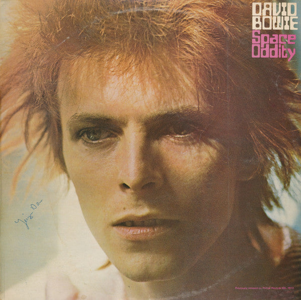 Image of Front Cover of 3214389C: LP - DAVID BOWIE, Space Oddity (RCA Victor Orange with Stereo Text; LSP-4813, UK 1972 Reissue, No Mainman On Sleeve, Inner, Poster, Titanic/Chrysalis) Tape damage on sleeve edges, pin holes in poster.  VG/VG