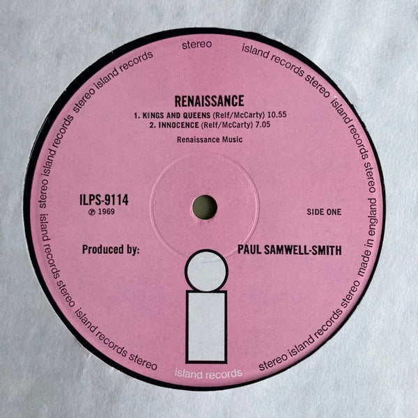 Image of Label Cover of 5144118S: LP - RENAISSANCE, Renaissance (Island Pink/i logo; ILPS9114, UK 1969, Gatefold) Edge wear and creasing on sleeve. Only superficial marks on disc.   VG/VG