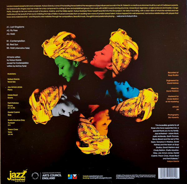 Image of Back Cover of LP - VG+/EX - NUBYA GARCIA, Nubya's 5ive (Jazz Re:freshed; jfr00012, UK 2018 Reissue), Pristine copy. Clean intact cover. Immaculate disc.,  - 3046103S
