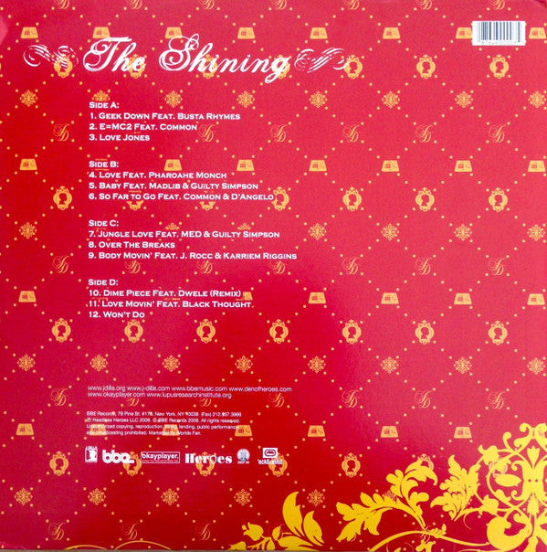 Image of Back Cover of 4744264S: 2xLP - J DILLA, The Shining (BBE; BBELP076, US 2006, Gatefold) Lovely copy  VG+/VG+