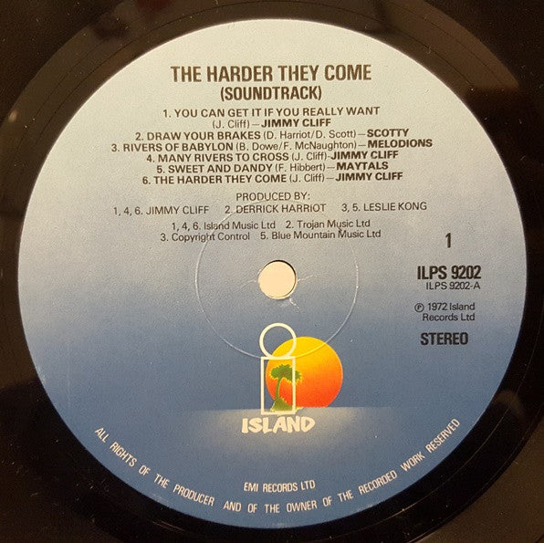 Image of Label Cover of LP - VG/G - VARIOUS ARTISTS, "The Harder They Come" (Original Soundtrack Recording) (Island Records; ILPS 9202, UK 1978 Reissue, Single Sleeve, Inner), Loads of marks.,  - 3816037C