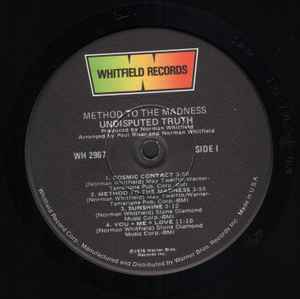 Image of Label Cover of LP - VG+/VG - UNDISPUTED TRUTH, Method To The Madness (Whitfield Records; WH 2967, US 1976), Light blemishes on vinyl. Plays well. Sleeve in shrinkwrap (opened). Light wear to corner of sleeve. Dust under shrinkwrap on back of sleeve.,  - 1626227E