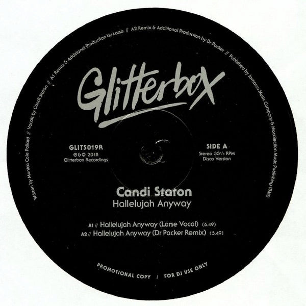 Image of Front Cover of 12" - VG+/VG+ - CANDI STATON, Hallelujah Anyway (Glitterbox; GLITS019R, UK 2018, Promo, Company Sleeve), ,  - 4316759C