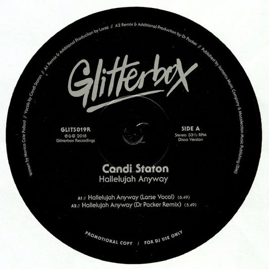 Image of Front Cover of 12" - VG+/VG+ - CANDI STATON, Hallelujah Anyway (Glitterbox; GLITS019R, UK 2018, Promo, Company Sleeve), ,  - 4316759C