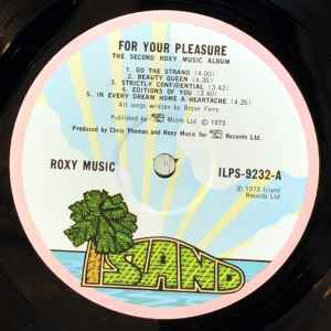 Image of Label Cover of LP - VG/VG - ROXY MUSIC, For Your Pleasure (Island Records; 86 729 IT, Germany 1973, Matte Gatefold Sleeve, UK issue record in a German sleeve), Hairlines, Edge and Ring Wear,  - 2546105S