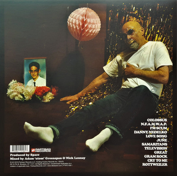 Image of Back Cover of LP - NEW/NEW - IDLES, Joy As An Act Of Resistance (Partisan Records; PTKF2158-1, UK 2018 Reissue, Single Sleeve, Inner), , The Bristolians Joe Talbot, Mark Bowen, Lee Kiernan, Adam Devonshire and Jon Beavis crank up their weapons once more and power-drop a second long player. Space produces, Adam Greenspan and Nick Launay (Kate Bush/Arcade Fire) mixes. Bristol s finest Kings of exquisitely noisy post-punk pick off pointed targets singing about nationalism, class warfare, sexist wanker