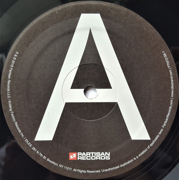 Image of Label Cover of LP - NEW/NEW - IDLES, Joy As An Act Of Resistance (Partisan Records; PTKF2158-1, UK 2018 Reissue, Single Sleeve, Inner), , The Bristolians Joe Talbot, Mark Bowen, Lee Kiernan, Adam Devonshire and Jon Beavis crank up their weapons once more and power-drop a second long player. Space produces, Adam Greenspan and Nick Launay (Kate Bush/Arcade Fire) mixes. Bristol s finest Kings of exquisitely noisy post-punk pick off pointed targets singing about nationalism, class warfare, sexist wanke
