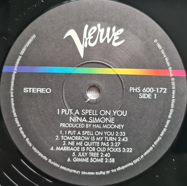 Image of Label Cover of LP - NEW/NEW - NINA SIMONE, I Put A Spell On You (Philips; 5360570, Europe 2016 Reissue, No Insert, 180 Gram Vinyl, No Download Code), , Given her extensive and varied recording catalog, if you're looking for a place to explore the talents of the late Nina Simone, then 1965's I Put a Spell On You is a great place to dip your toes - particular if you want to start with her more pop oriented sides.As was the case with many mid-1960s releases, Simone's record label had a major say in 